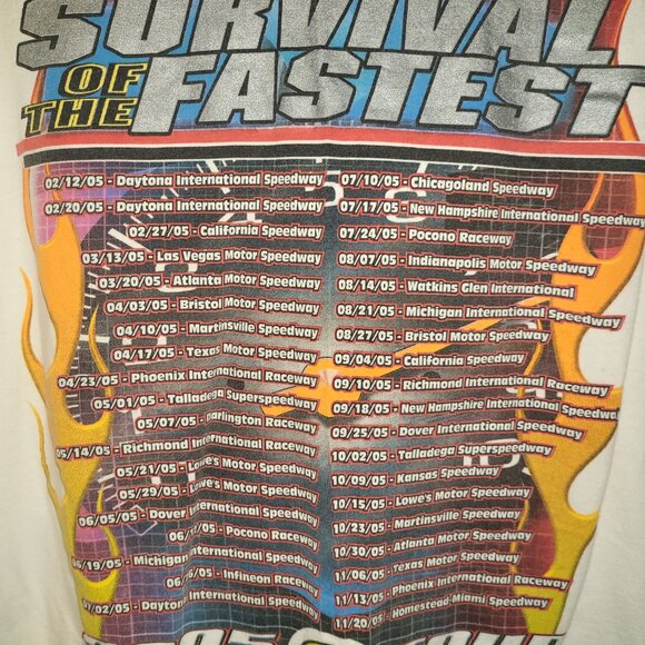 2005 Nascar Survival of the Fastest Shirt XL Short Sleeve Double Sided WHITE A4 - Picture 6 of 7